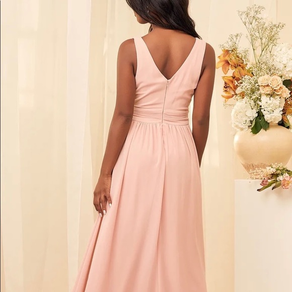 Lulus small maxi dress bridesmaid dress in blush.   Worn once - Picture 2 of 2